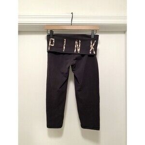 VS Pink Vintage Y2K Fold Over Capri Animal Print Yoga Crop Leggings Size XS